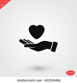 hands of the heart icon, flat design best vector icon
