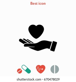 hands of the heart icon, flat design best vector icon