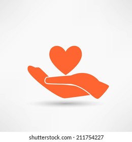 Hands And Heart. Icon Of Kindness And Charity