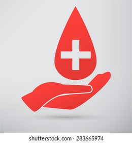 Hands and heart. Icon of kindness and charity