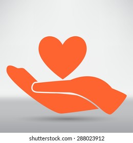 Hands and heart. Icon of kindness and charity