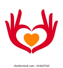 hands and heart icon. logo vector.