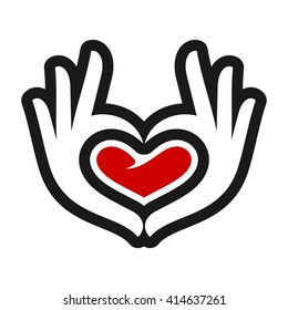 hands and heart icon. logo vector.