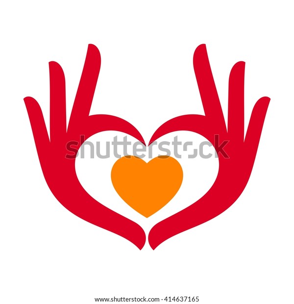 Hand Und Herz Symbol Logo Vektorillustration Stock Vektorgrafik Lizenzfrei