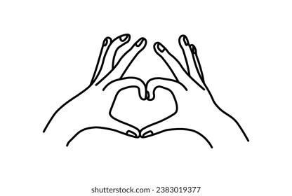 Hands heart icon. Outline, heart with hands icon. Vector icon