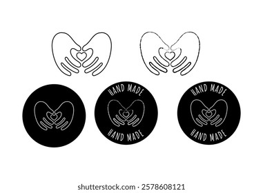 Hands and Heart Icon Set – Care, Charity and Handmade Symbols in Multiple Styles.