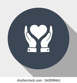 in the hands of the heart  icon, vector . 10 EPS