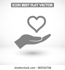 in the hands of the heart  icon, vector . 10 EPS