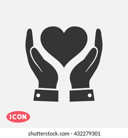 in the hands of the heart  icon, vector . 10 EPS