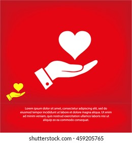 in the hands of the heart  icon, vector . 10 EPS