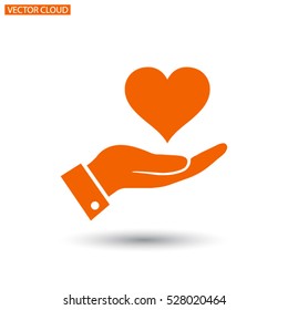 in the hands of the heart  icon, vector . 10 EPS
