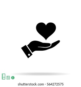 in the hands of the heart  icon, vector . 10 EPS