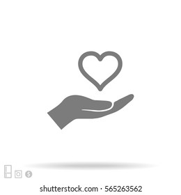 in the hands of the heart  icon, vector . 10 EPS