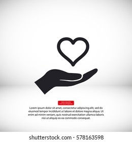 in the hands of the heart  icon, vector . 10 EPS