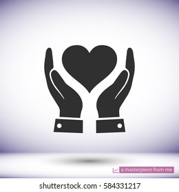 In The Hands Of The Heart  Icon, Vector . 10 EPS