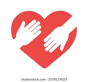 hands in heart icon vector