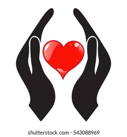 hands and heart icon vector
