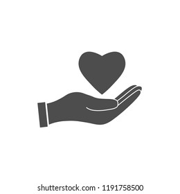 Hands Of The Heart Icon. Vector Illustration, Flat Design.