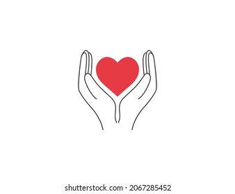 Hands of the heart icon. Vector illustration. Flat design.