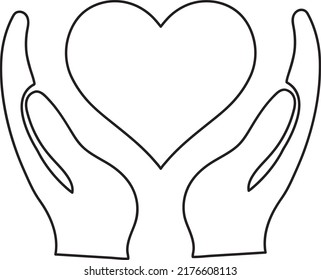 in the hands of the heart icon, vector illustration on white background..eps
