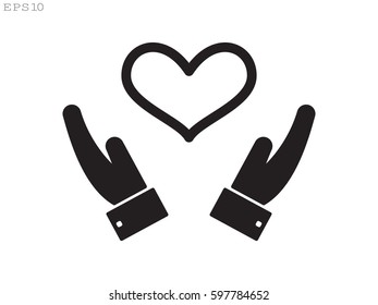 Hands, heart, icon, vector illustration of Eps10