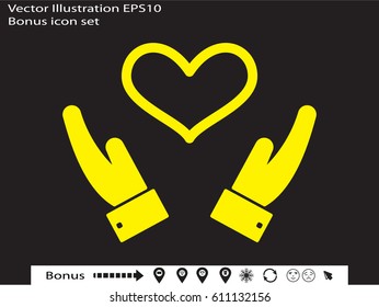 Hands, heart, icon, vector illustration of Eps10