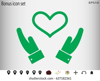 Hands, heart, icon, vector illustration of Eps10