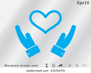Hands, heart, icon, vector illustration of Eps10