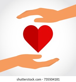 Hands with heart icon. Vector illustration