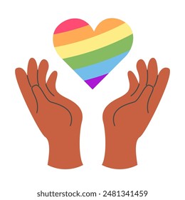 Hands with heart LGBT isolated on white background. LGBT pride community