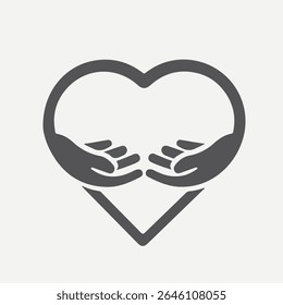 Hands with heart logo. Heart in hands
