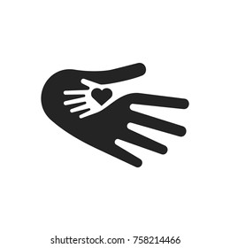 Hands and heart logo template. Abstract business logo icon design template with hands