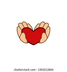 Hands in heart, love, valentine’s day icon. Element of color Valentine's Day. Premium quality graphic design icon. Signs and symbols collection icon for websites, web design