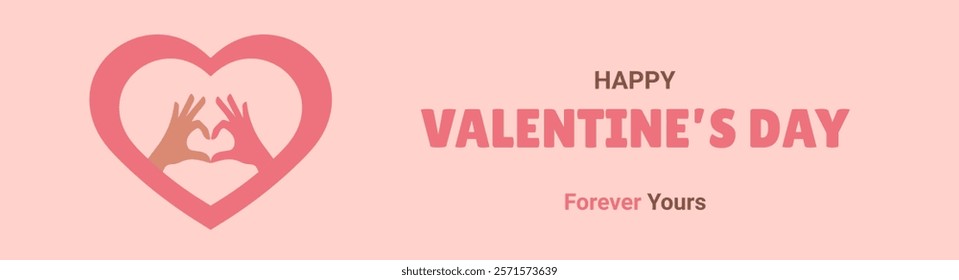 Hands heart love gesture inside a heart—vector Valentine's Day concepts for social media banners, marketing materials, backgrounds, greeting cards, and websites. February 14 is Love Day.