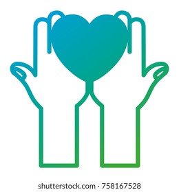 hands up with heart love isolated icon
