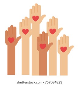 Hands Up With Heart Love Isolated Icon