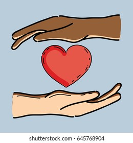 hands with heart in the midle to celebrete freedom