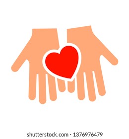 Hands with heart new icon, two-tone silhouette, isolated on white background, vector illustration for your design.