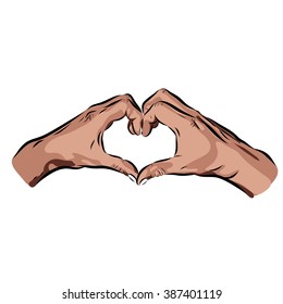 hands with heart on a white background. Vector EPS illustration