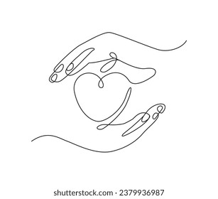 Hands heart one line stock illustration	
