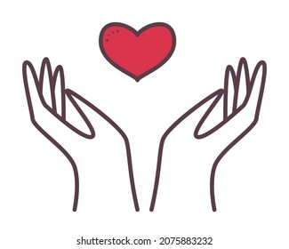 hands with heart over white