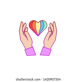 Hands, heart, pride icon. Element of color world pride day icon. Premium quality graphic design icon. Signs and symbols collection icon