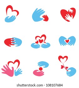 hands and heart set of vector symbols