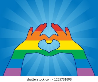 hands heart shape, lgbt, rainbow color 
