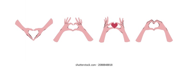 hands. Heart sign showing. Vector illustration