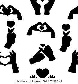 Hands with heart silhouette vector