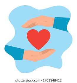 hands with heart symbol of charity donation vector illustration design