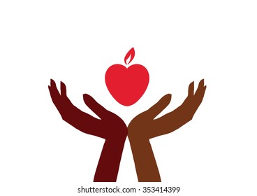 Hands heart symbol in isolated vector symbol