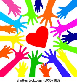 Hands and heart. Vector