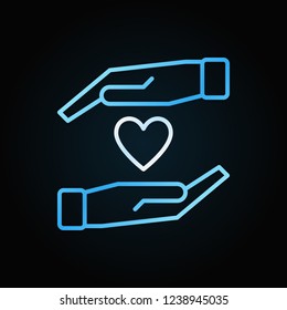 Hands with heart vector colorful outline icon on dark background